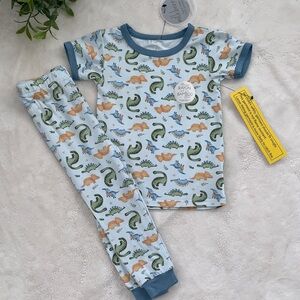 NWT Milkberry Dinosaurs 2pc Pajama Set Blue 24M Bamboo Loungewear